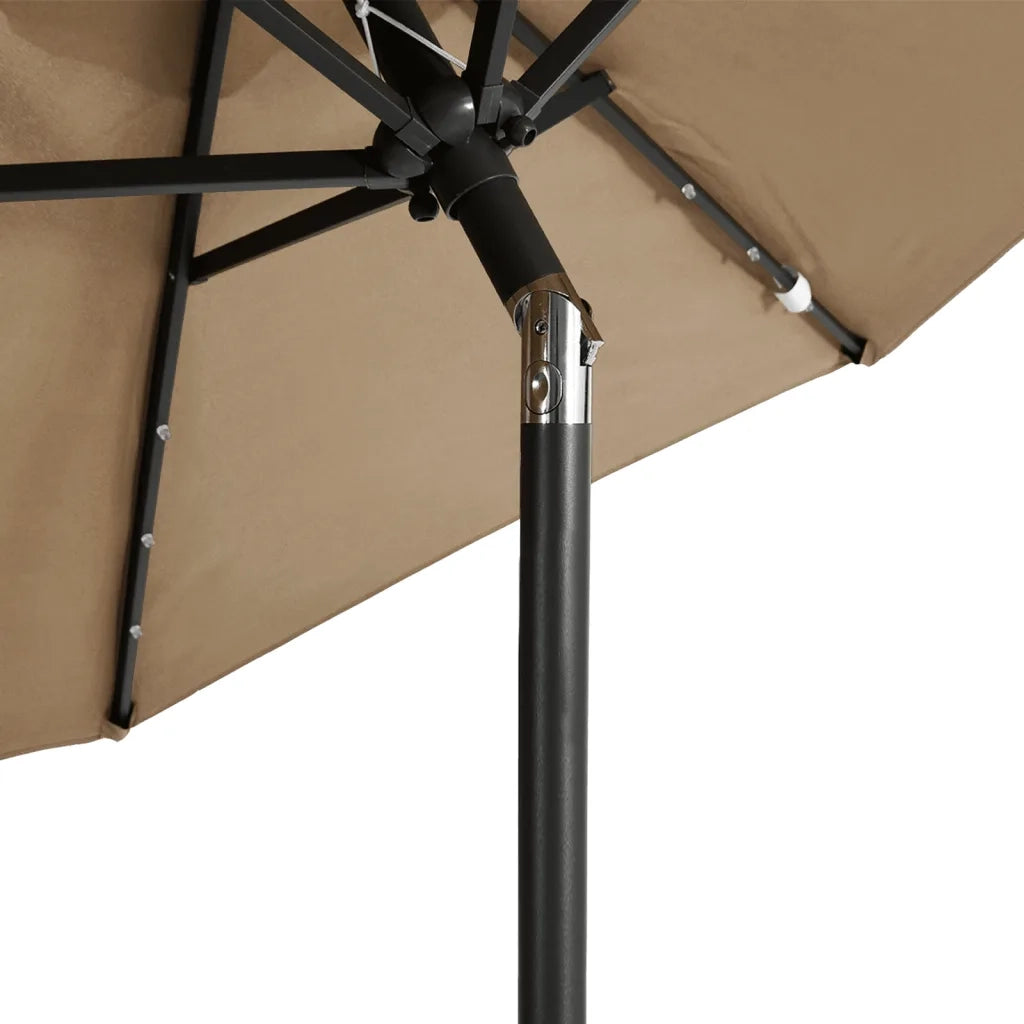 Ombrellone Giardino con LED-Ombrello da Balcone Palo Acciaio Tortora 225x225x212 cm
