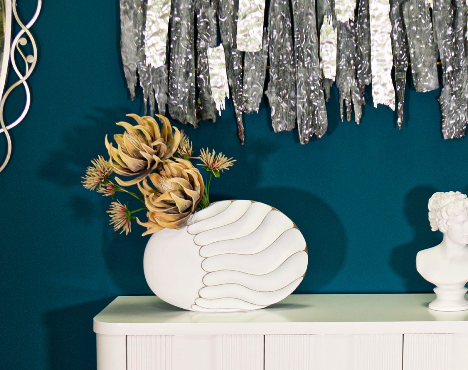 Vaso Lines 34x24,5x11,5 cm in Poliresina Bianco