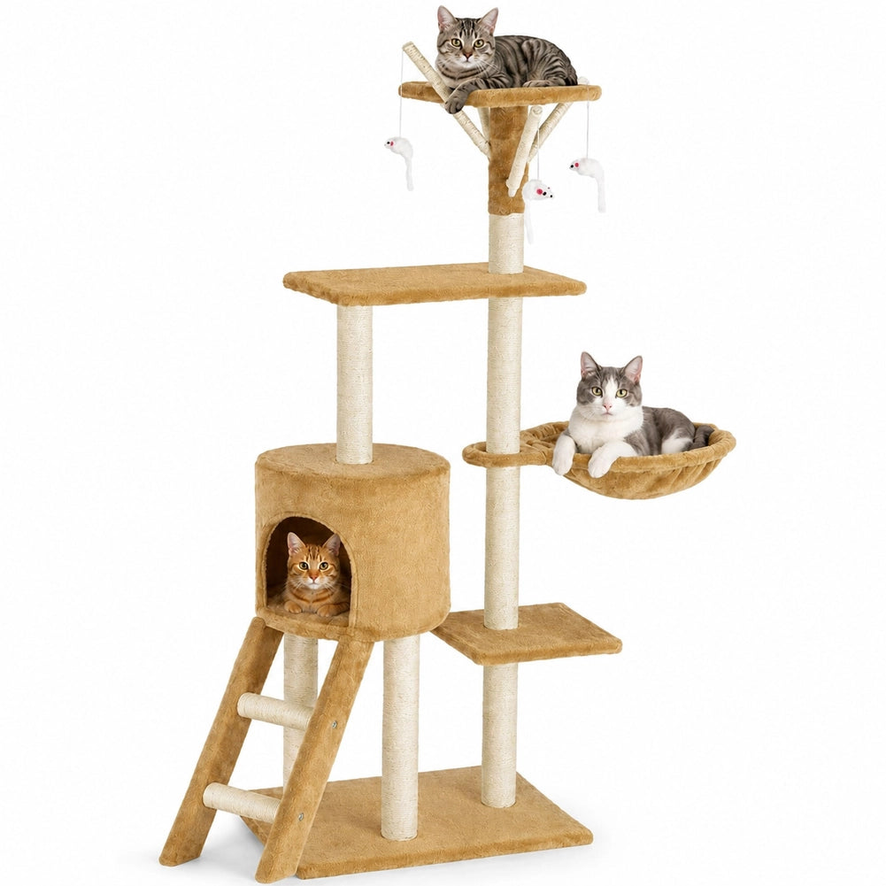 Tiragraffi per Gatti Albero Sisal Parco Giochi Gioco x Gatto Tira Graffi Beige