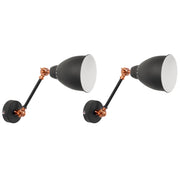 Set di 2 Lampade da Parete applique Faretti da parete in metallo grigio grafite Lampada da lettura piccola con braccio oscillante