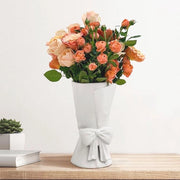Vaso ceramico con motivo a strisce, 24,5 cm, stile moderno boho, vaso decorativo estetico per fiori, pampas, per camera da letto, soggiorno, decorazione da tavolo, arredamento domestico