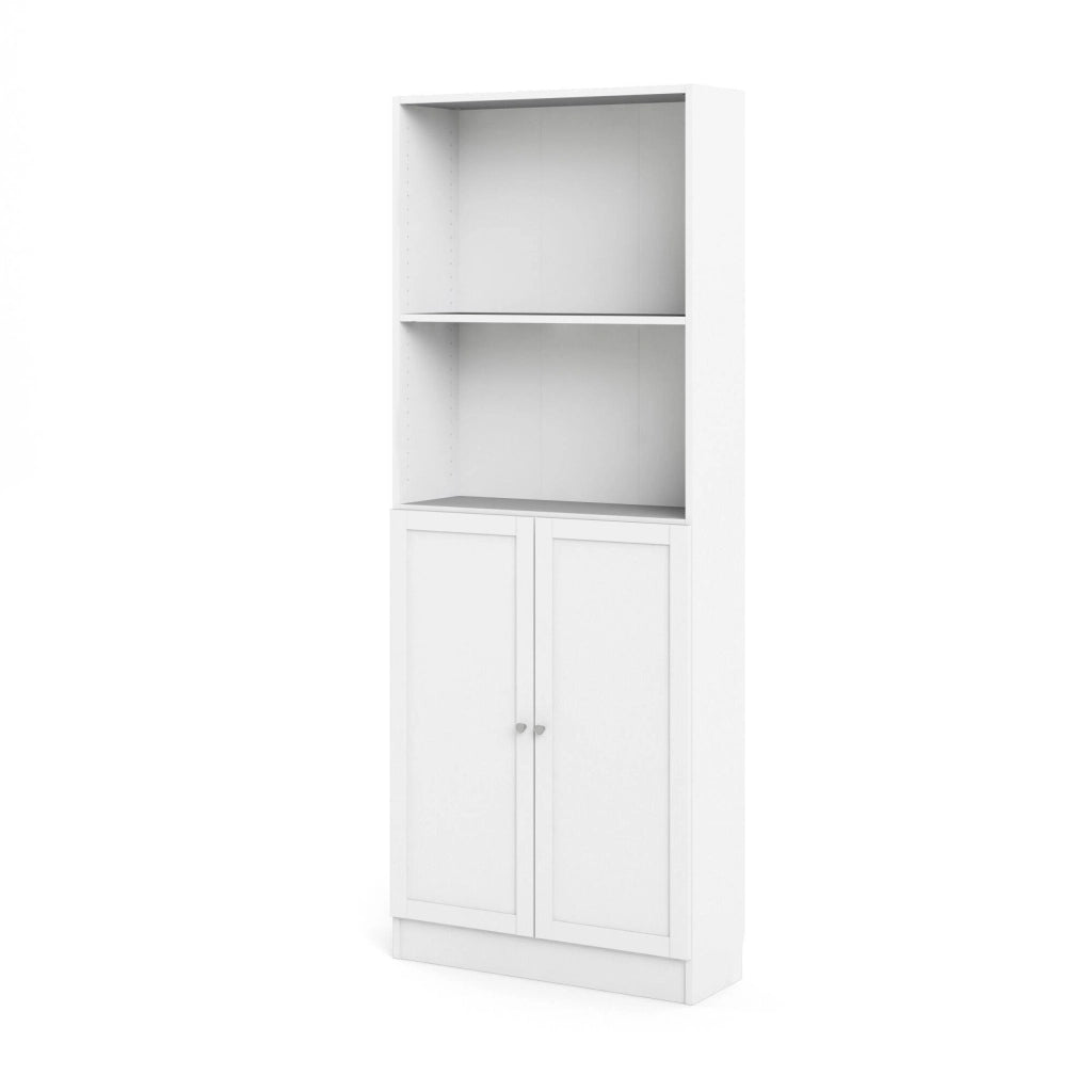 Libreria Michel, Scaffale da ufficio, Mobile portalibri, Biblioteca, 79x28 h203 cm, Bianco
