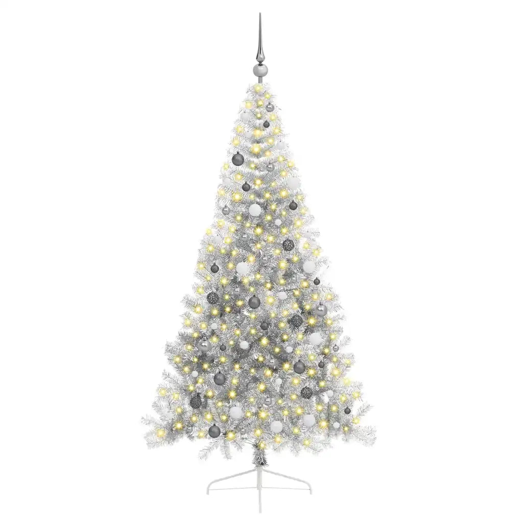 Albero di Natale artificiale con luci integrate Argento 210 cm 3397218