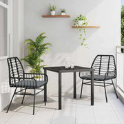 Set da Pranzo per Giardino 3 pcs Nero polyrattan 3380855