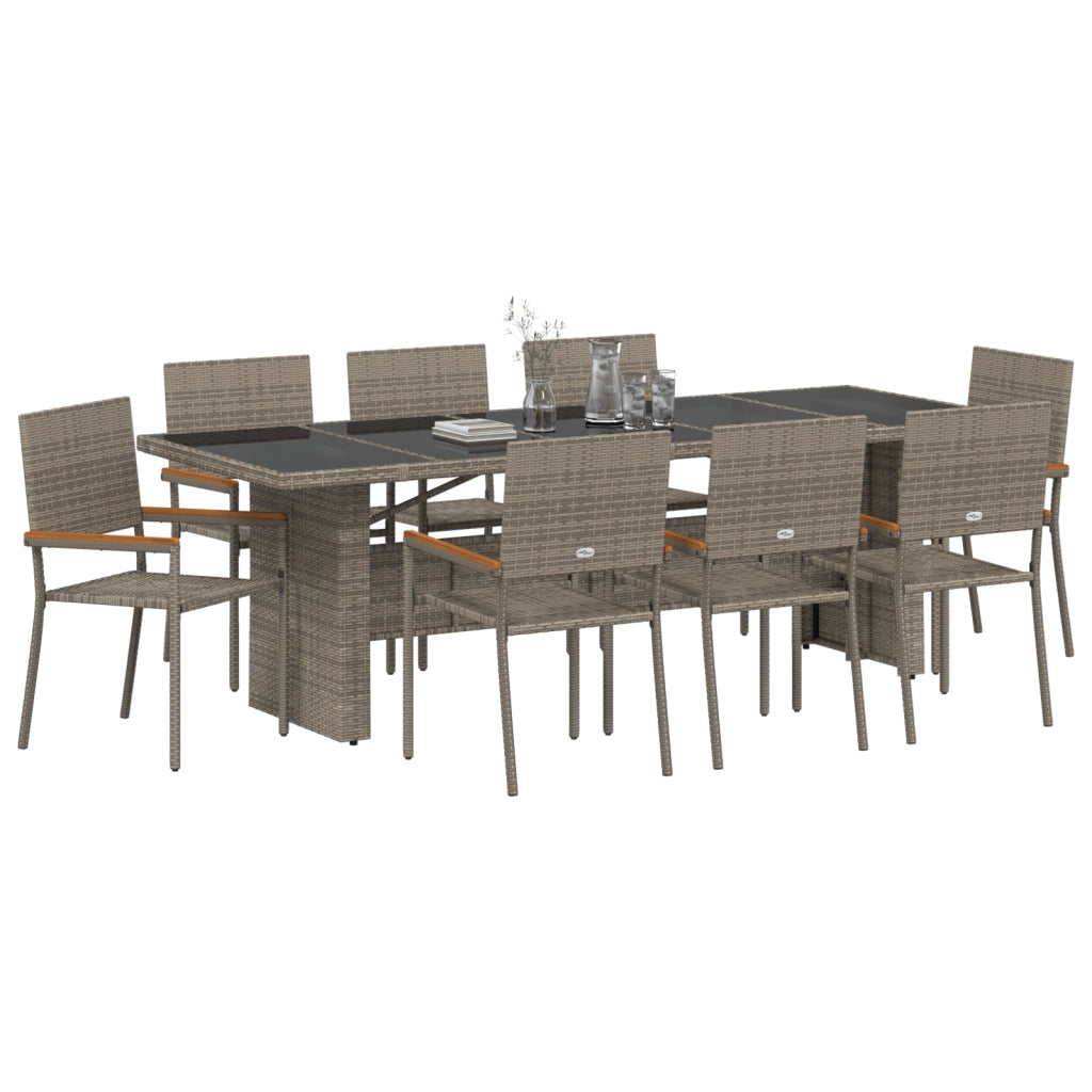 Set da pranzo da giardino  9 pezzi Grigio in polyrattan