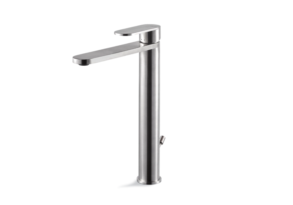 Miscelatore lavabo alto con scarico acciaio inox Vema AYAS STEEL V28020 Satinato