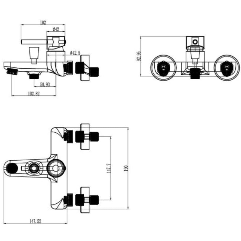 IMPALLI Miscelatore Vasca Da Bagno Completo Di Kit Con Flessibile Supporto E Doccia Multi Getto Doccia Rubinetto Vasca Serie MM (BIANCO OPACO)