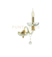 APPLIQUE ROXANNE 1 LUCE ATTACCO E14 L.12CM  H.22CM CRISTALLO E ORO