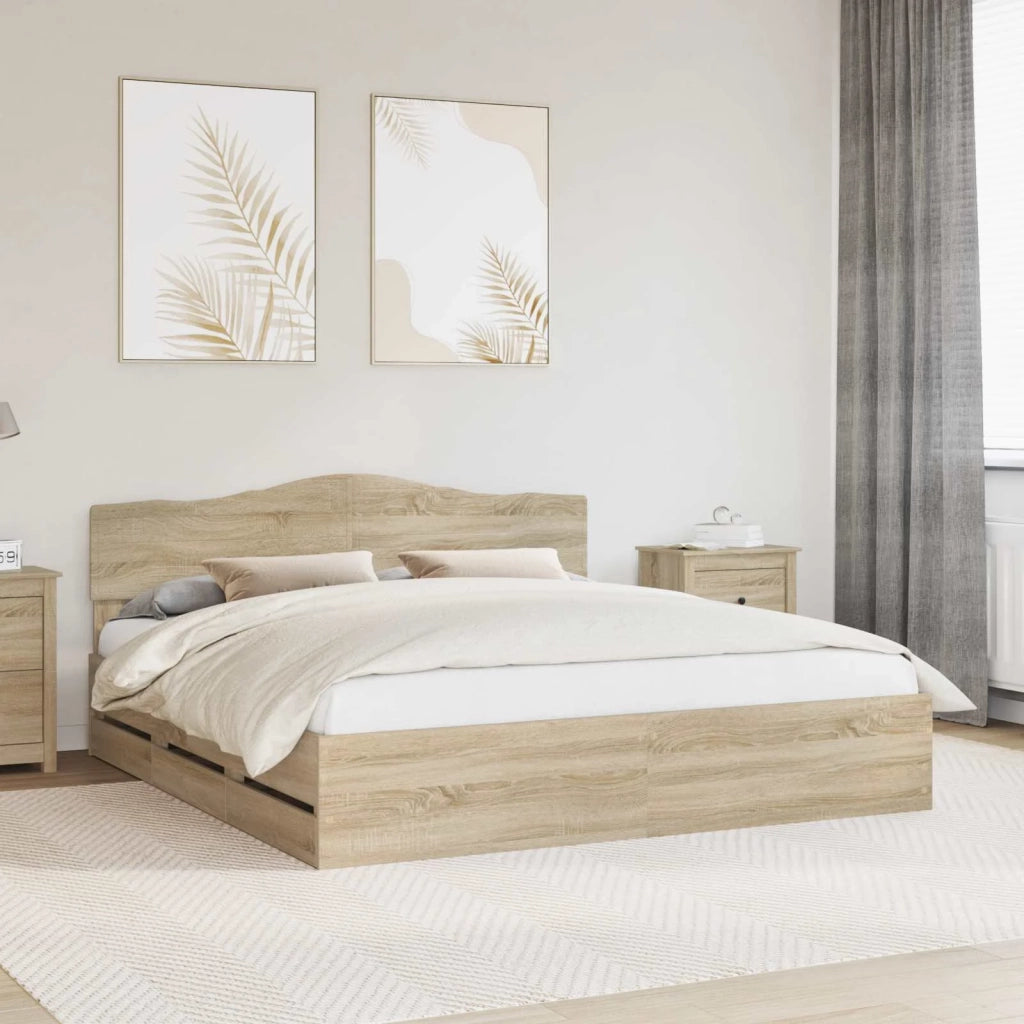 Struttura del letto con cassetto Rovere Sonoma 200 x 200 cm