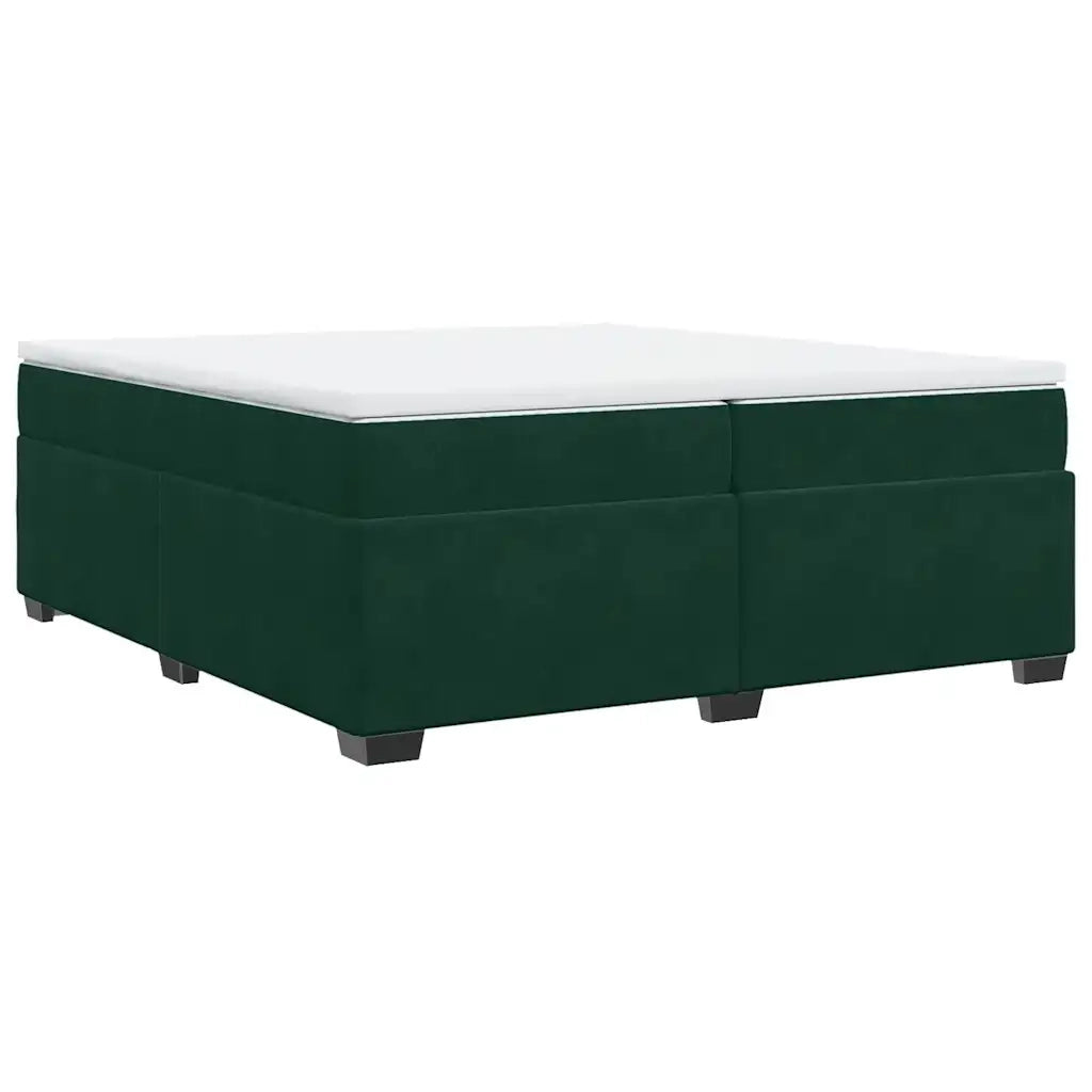Giroletto a Molle con Materasso Verde Scuro 200x200 cm Velluto