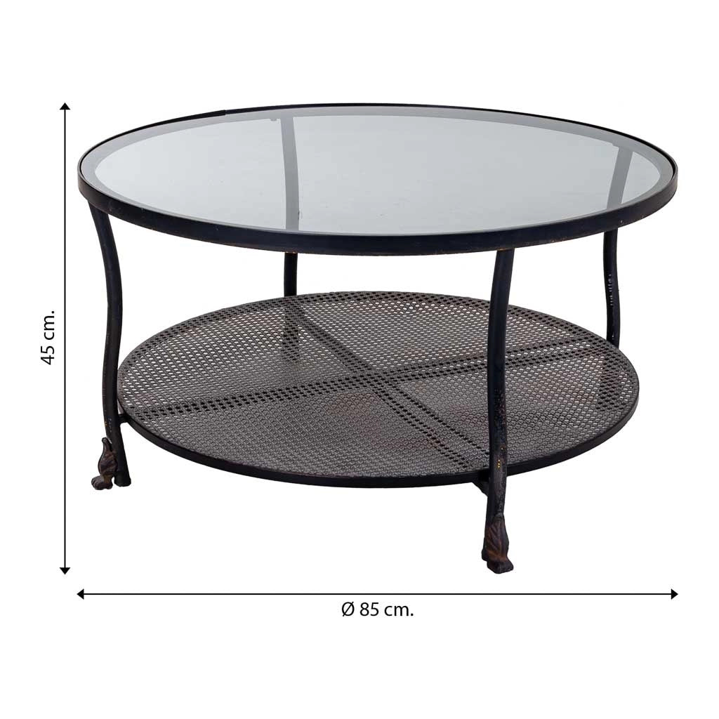 Tavolino in metallo nero 85x85x45h