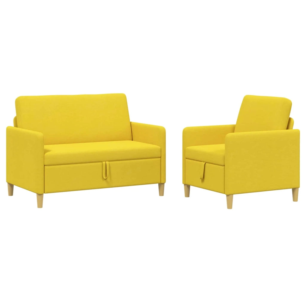 Set di Divani con Storage 2 pcs Giallo Chiaro Poliestere 3429158