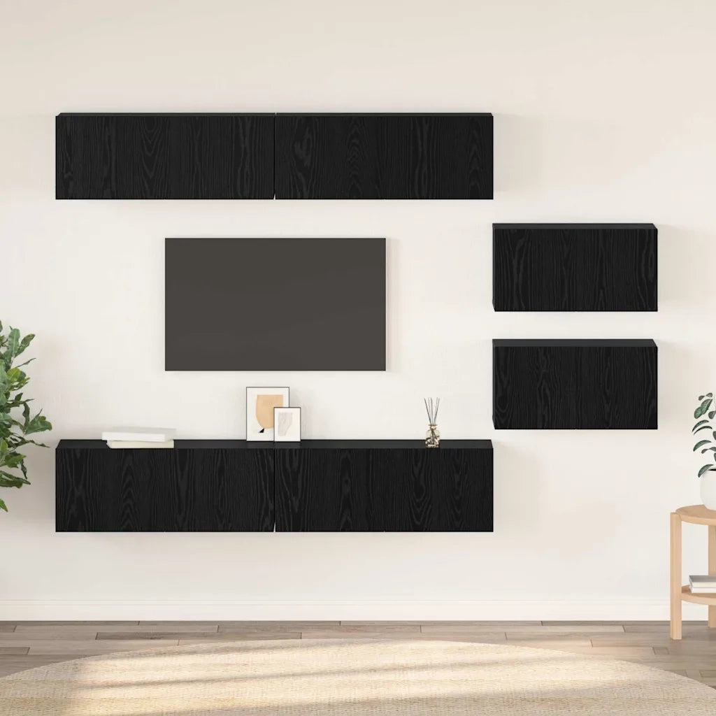 vidaXL Set mobile TV 6 pcs Rovere Nero 80 x 30 x 30.5 cm Small