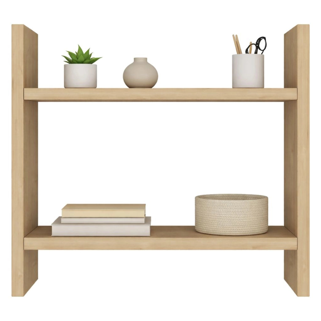 Morfasso, Mensola 2 Ripiani, 34x10x30h cm Marrone Rovere
