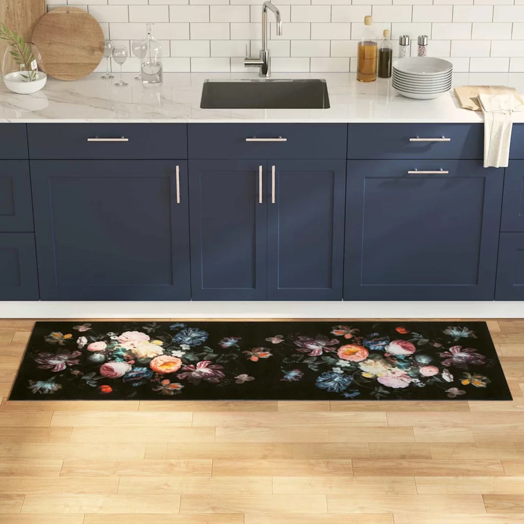 Tappeto da Cucina Nero 180 x 60 cm Velluto 42013425