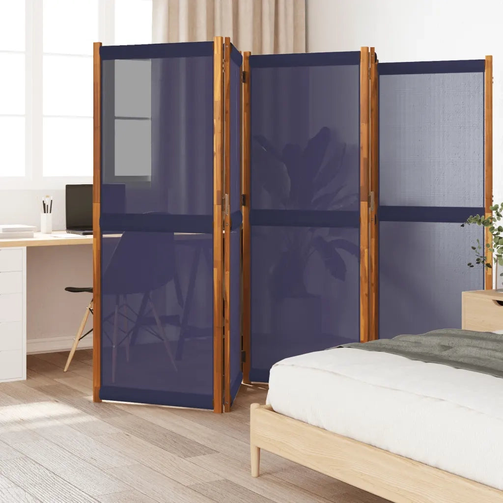 Divisorio Ambienti | Divider per stanze | Paravento a 5 Pannelli Blu Scuro 350x180 cm
