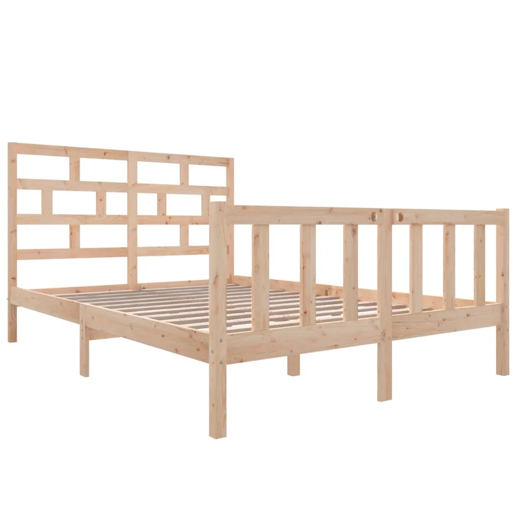 Letto matrimoniale | Letto per adulti | Giroletto in Legno Massello di Pino 160x200 cm