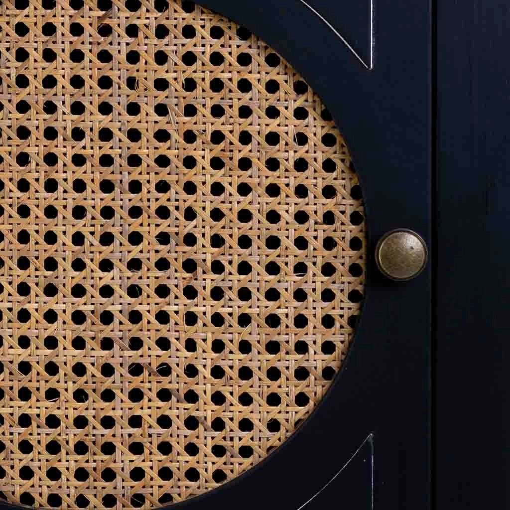 Tavolino in legno laccato nero con griglia 46x36x68h cm