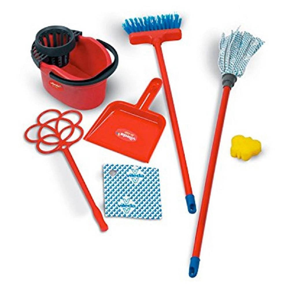 Trade Shop - Carrello Delle Pulizie Giocattolo Con Mocio Secchio Accessori Per Bambini Giochi -