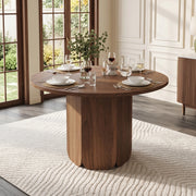 Tavolo da pranzo - rotondo 120x120 cm - per 4-6 persone - stile scandinavo - noce - antigraffio