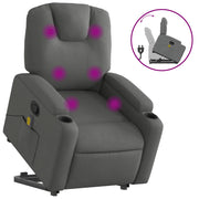 Poltrona | Sedia Relax Alzapersona Massaggi Reclinabile Grigio Scuro Tessuto