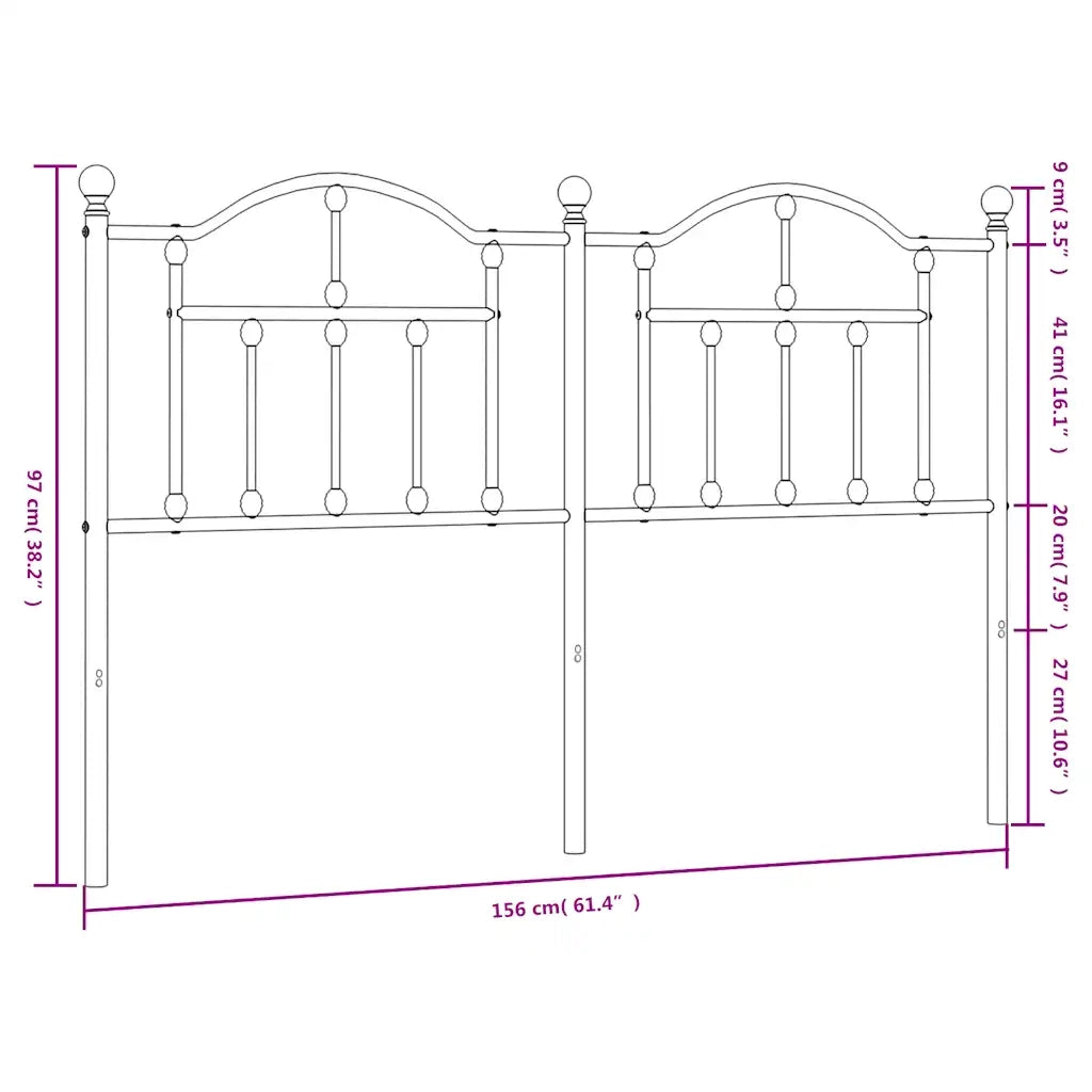 vidaXL Testiera in Metallo Nero 150 cm