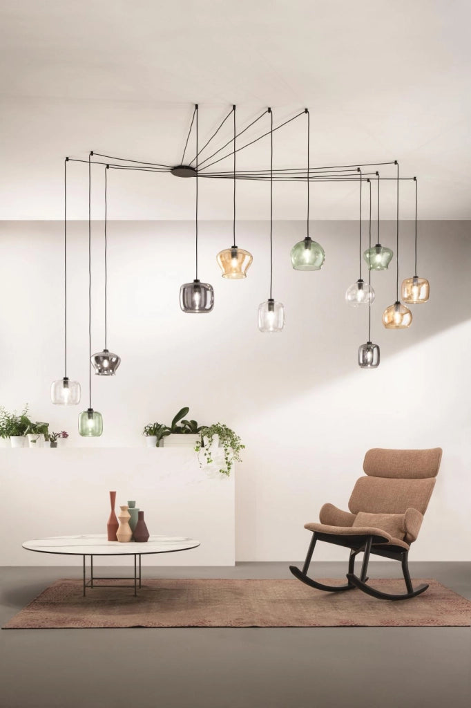 SOSPENSIONE VERVE- 1 LUCE TRASPARENTE ATTACCO E14 SENZA BASE D' ATTACCO D.20,5CM H.18CM