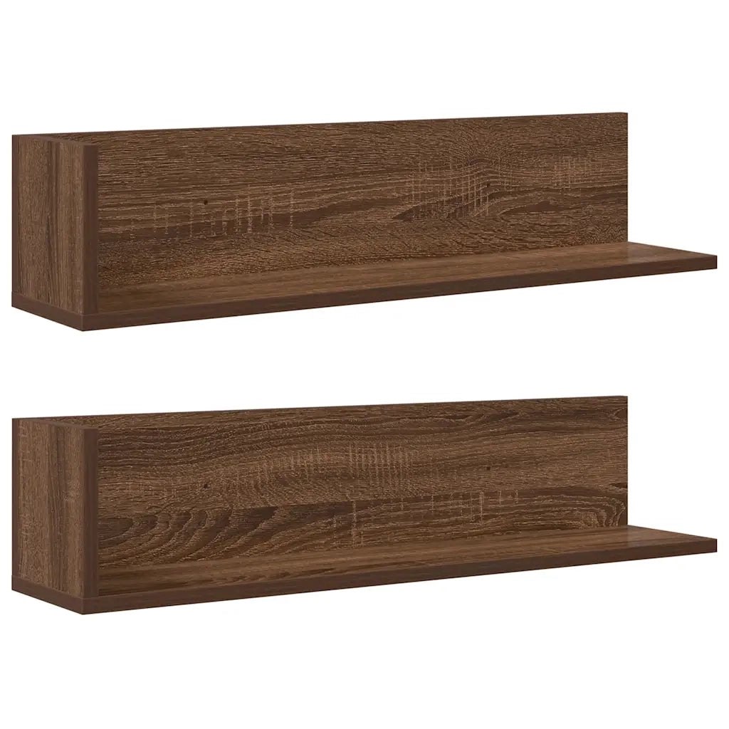 Mensole da Parete 2pz Rovere Marrone 75x16,5x16,5 cm Truciolato 860037