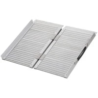 Rampa per Sedia a Rotelle Pieghevole in Alluminio con Bordi Esterni, 61x74x5 cm, Argento