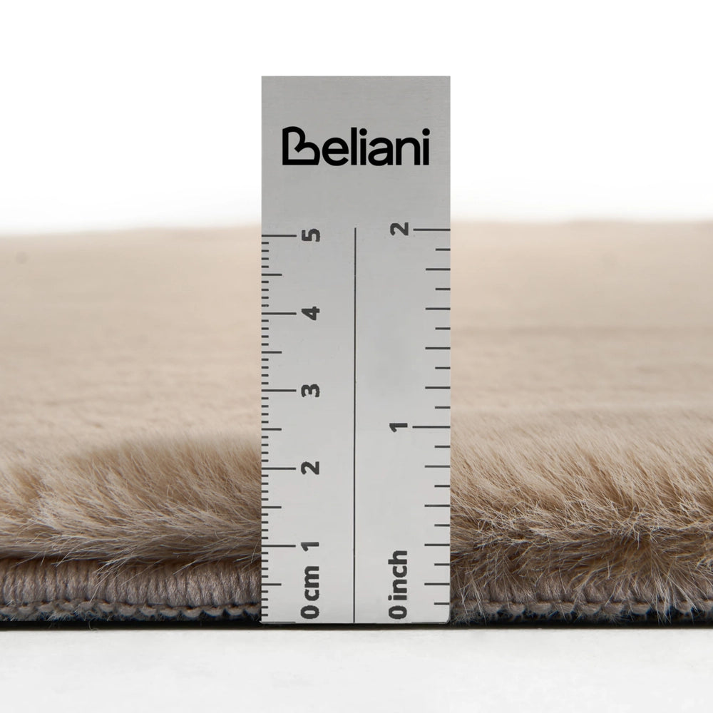 Tappeto Moderno Beige in Ecopelliccia a Pelo Lungo 80x300 cm per Soggiorno e Ingresso