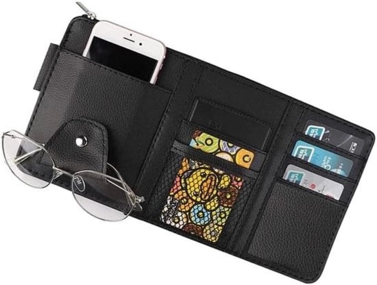 Organizzatore di auto-zanzariere premium per l'abitacolo | organizzatore di auto-zanzariere in pelle | borsa di stivaggio per il portatore di occhiali da sole