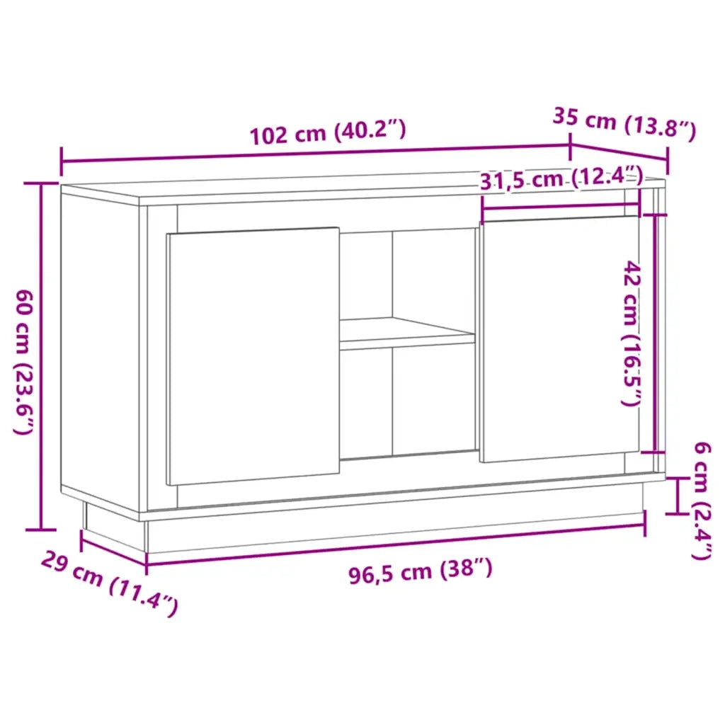 vidaXL Credenza Rovere Artigianale 102x35x55 cm in Legno Multistrato