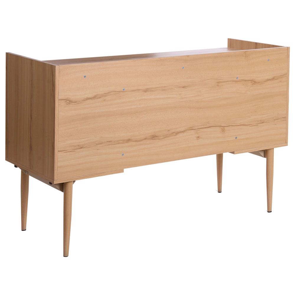 Scrivania Home Office Struttura in metallo Nero Piano in vetro temperato Cassetti portaoggetti Design industriale moderno