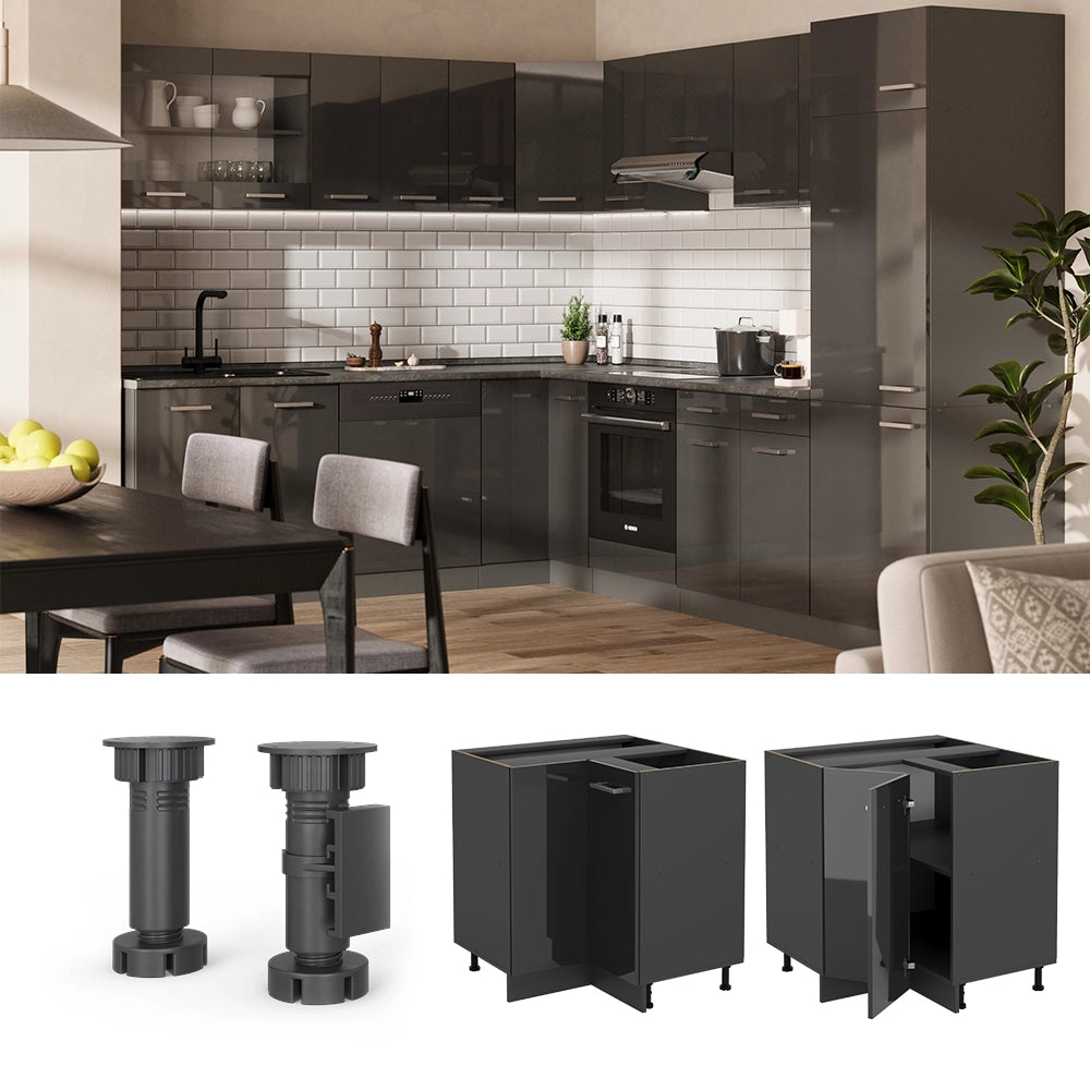 Vicco Mobile ad angolo cucina Antracite lucido 75.6 cm , PL Rovere