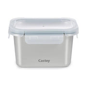 Castey, Contenitore Rettangolare Acciaio Inox, Chiusura Ermetica, Per Alimenti