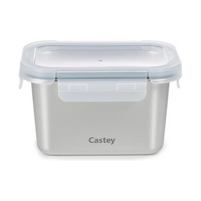 Castey, Contenitore Rettangolare Acciaio Inox, Chiusura Ermetica, Per Alimenti