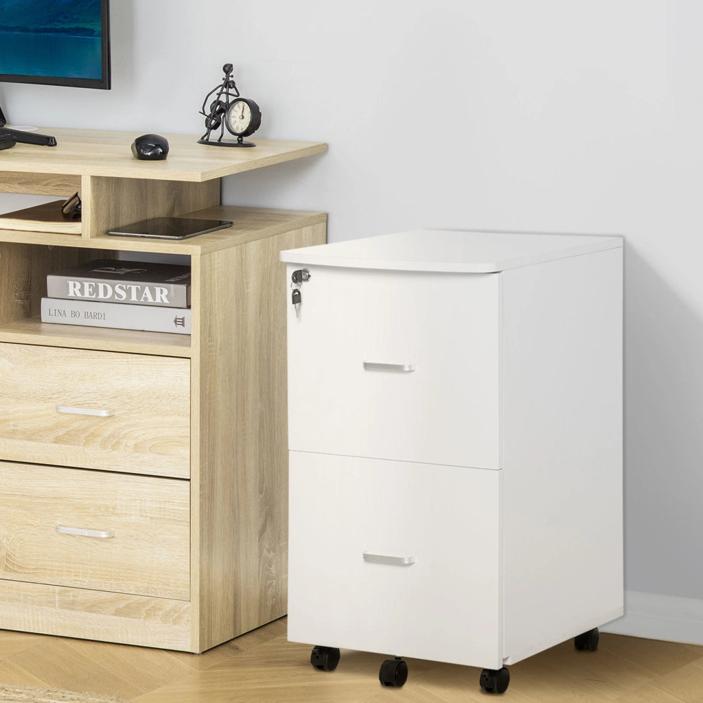 Cassettiera da Ufficio ¨C Xylo ¨C 2 Cassetti con Serratura Bianco 43x45x72 cm