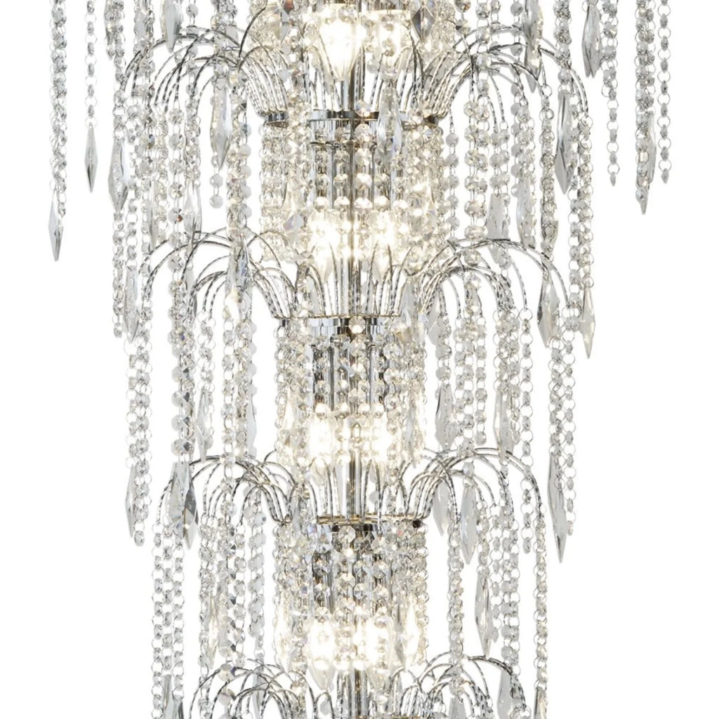 Lampadario Classico Cascata Acciaio Cromo Cristallo 13 Luci E14