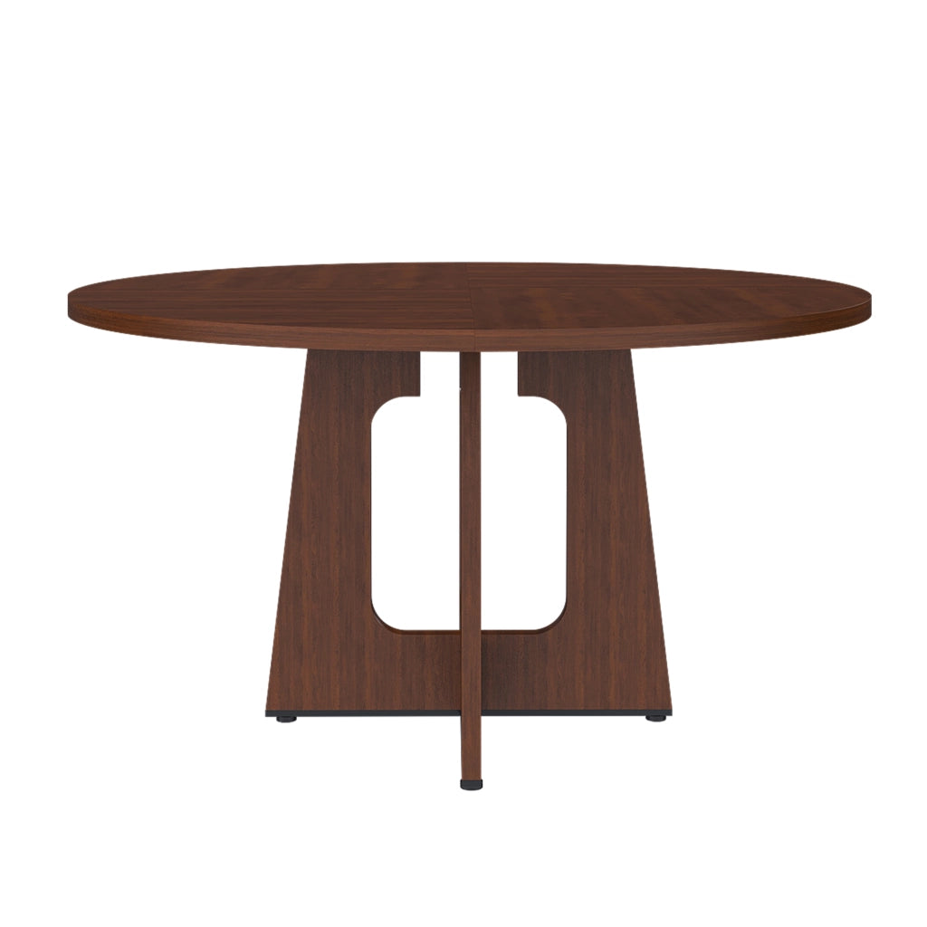 Tavolo da pranzo per 4-6 persone con piano rotondo stabile e 4 piedi regolabili, in MDF, color noce, diametro 120 cm