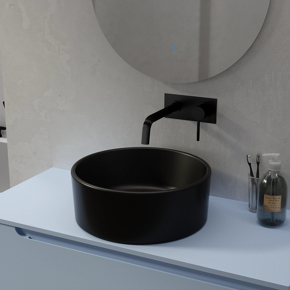 Lavabo da appoggio tondo 41,5x41,5x15,5cm Nero opaco