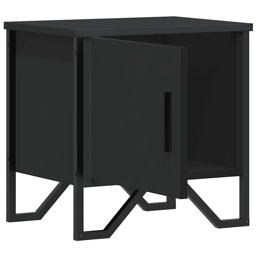Set di 2 Comodini | Armadio da Notte | Mobiletto da notte Neri 40x30x40 cm in Legno Multistrato