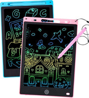 Set a doppio - Tavola da disegno LCD - Tavola da disegno per bambini - 12 pollici tavola da disegno - Tavola da disegno e colore - Adatto per bambini dai 2 ai 6 anni (ragazze, bambini e adulti) - Regalo di compleanno - Blu e rosa