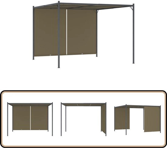 Pergola Tiroirabile - 3x3m - Taupe Pergola per Giardino - Accessori Giardino - Decorazione Esterna - Veranda - Ombreggiatura Esterna