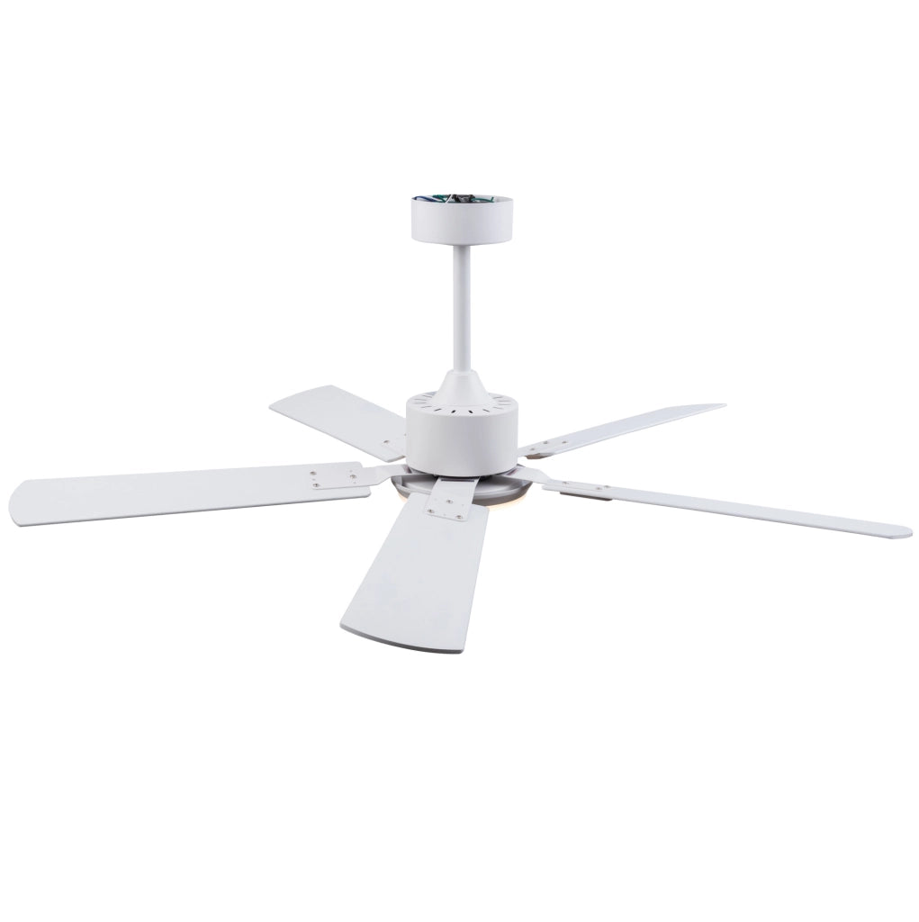 Ventilatore da soffitto con luce LED dimmerabile e telecomando, bianco e rovere chiaro
