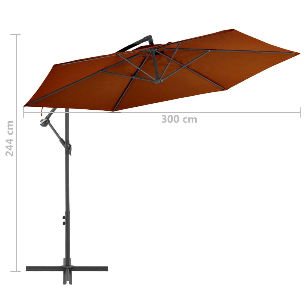 Ombrellone a braccio con palo in alluminio arancione da 300 cm 02_0008505