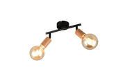 Faretto soffitto rustico LAMEGO 2xE27 nero legno RL