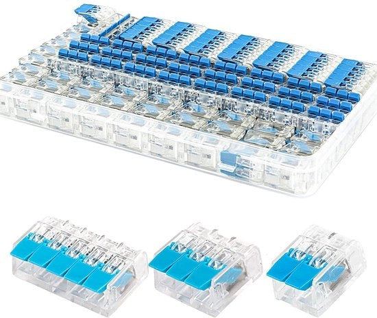 75 pezzi di clip per cavi elettrici, design piccolo con 35 clip 2-pola, 25 clip 3-pola, 15 clip 5-pola in scatola di conservazione (blu)