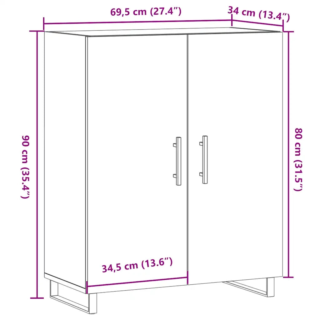 vidaXL Credenza Legno Antico 69,5x34x90 cm in Legno Multistrato