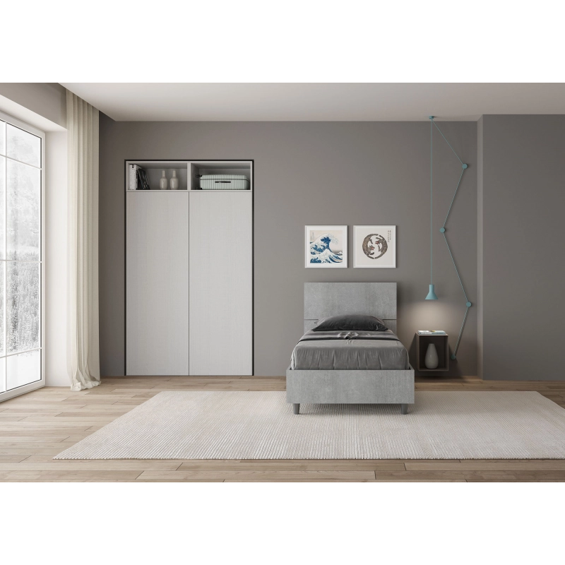 Letto Singolo 80x190 cm testata dritta Demas - Senza rete,Grigio