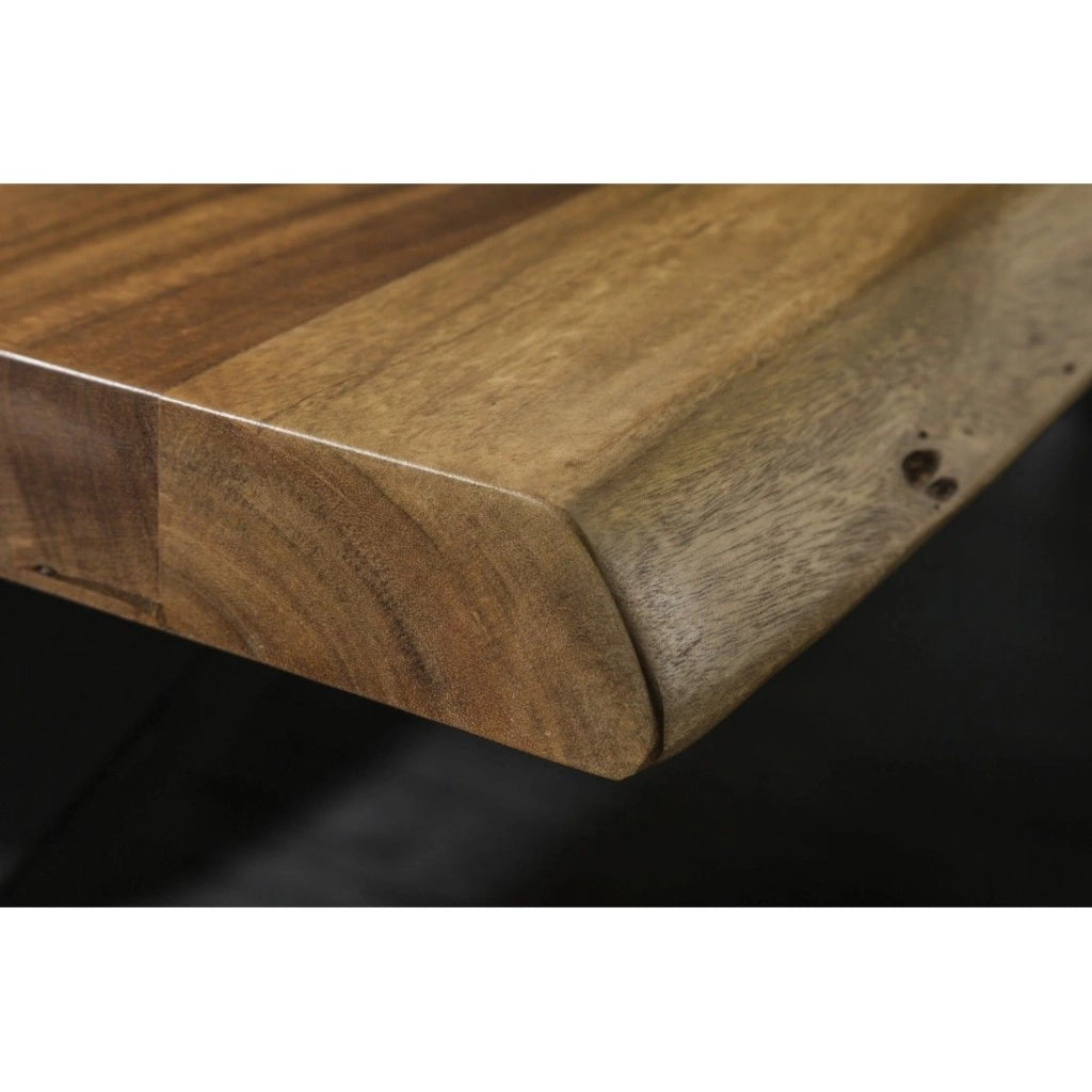 Tavolo da pranzo ARKAYA 240 cm – Piano in legno massiccio di acacia verniciato e gambe in metallo nero a X